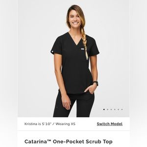 FIGS: Black, one pocket scrub top